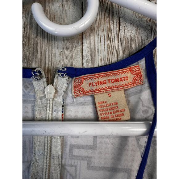 Flying Tomato Dress Womens sz Small Ivory Navy Black Aztec Halter Fit &‎ Flare - Picture 6 of 8